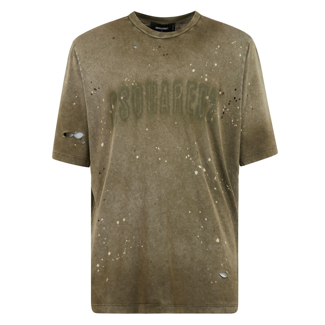 Dsquared2 Washed Olive Green Distressed T-Shirt