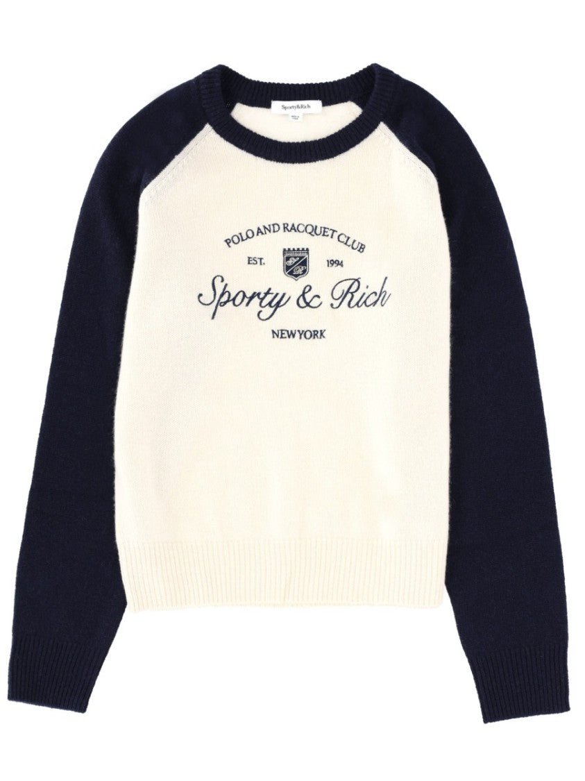 Sporty And Rich Grey Cashmere-Blend Raglan Sleeve Sweatshirt