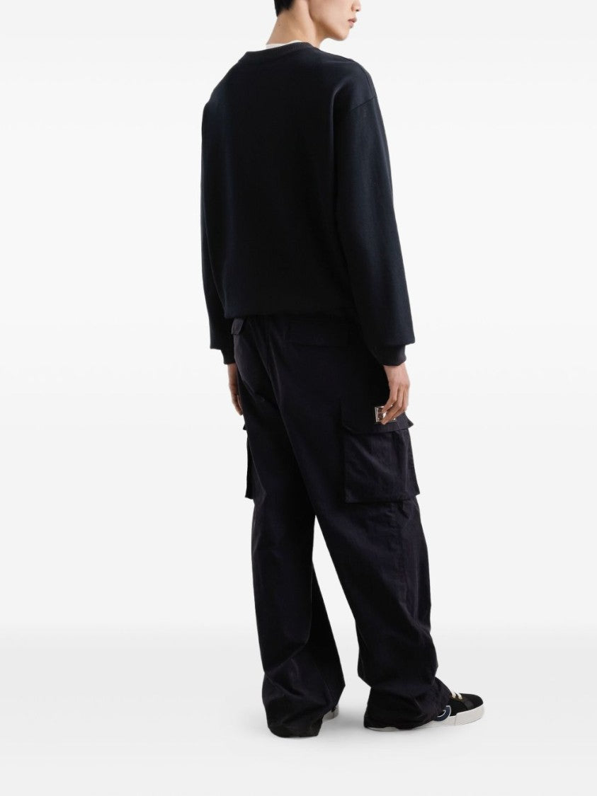 Dolce & Gabbana Dark Blue Crew Neck Sweatshirt With Logo Emblem