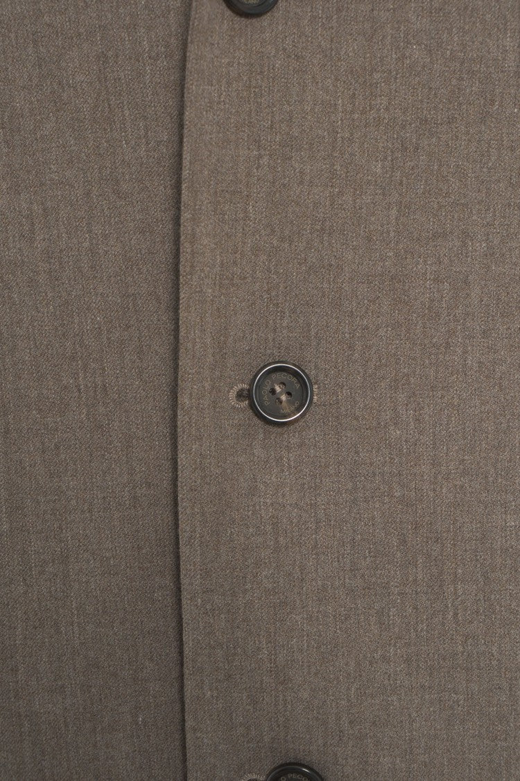 Paolo Pecora Brown Single-Breasted Blazer With Notched Collar And Flap Pockets