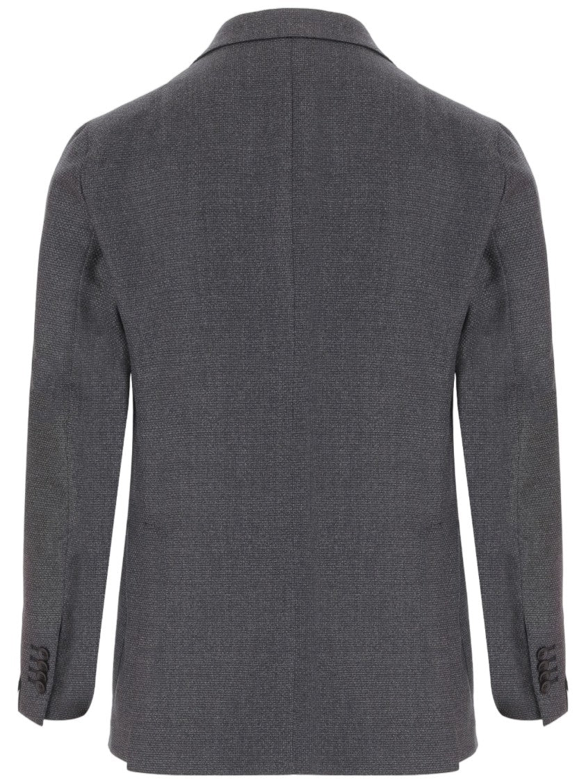 Tagliatore Grey Wool Blazer With Classic Lapels
