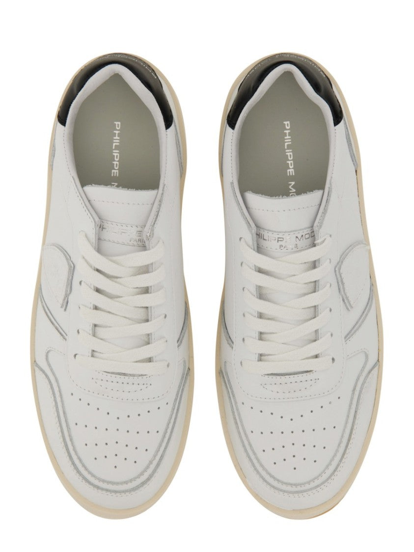 Philippe Model Elevated White Sneakers With Subtle Perforations