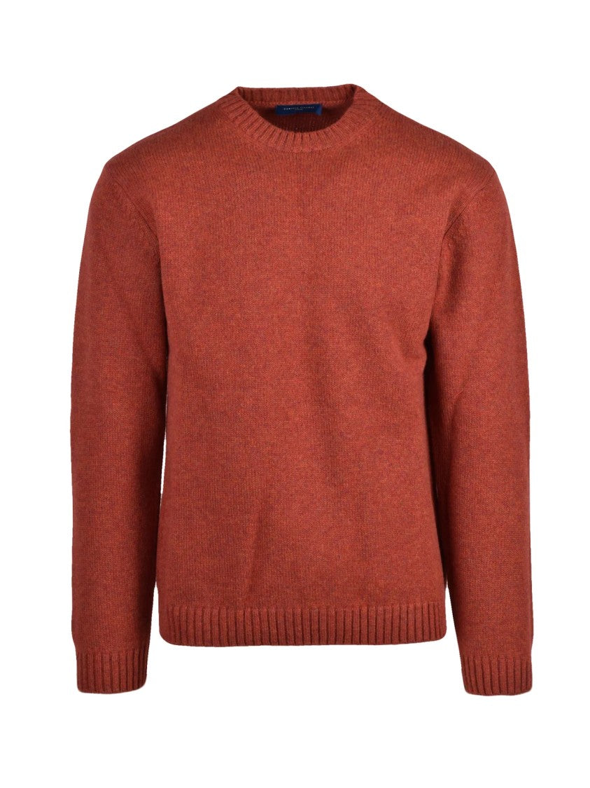 Daniele Fiesoli Crewneck Sweater In Rich Rust Tone With Ribbed Detailing
