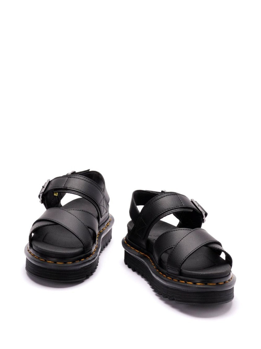 Dr. Martens Matte Black Flat Shoes With Rounded Toe And Low-Profile Sole