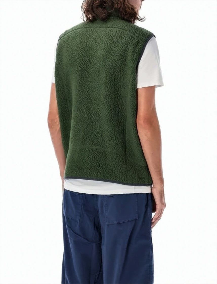 Patagonia Textured Fleece Vest With High Collar And Zippered Pockets
