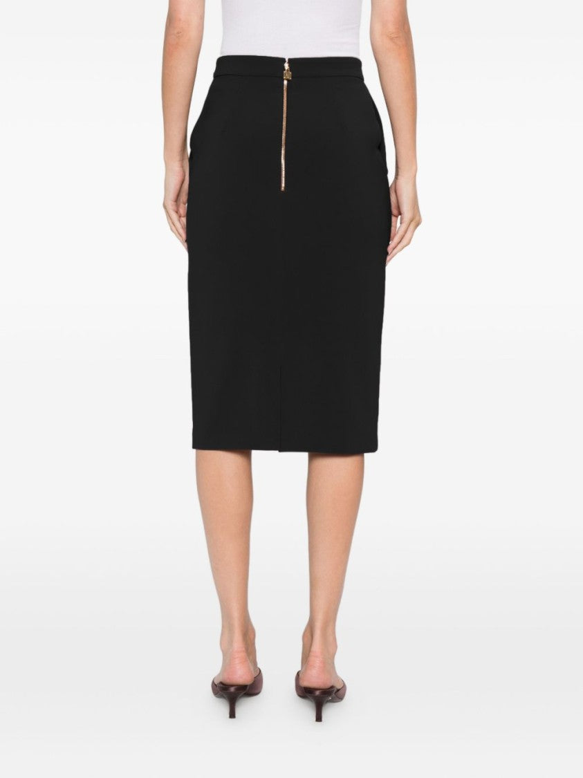 Elisabetta Franchi Fitted Black Pencil Skirt With Gold Accents