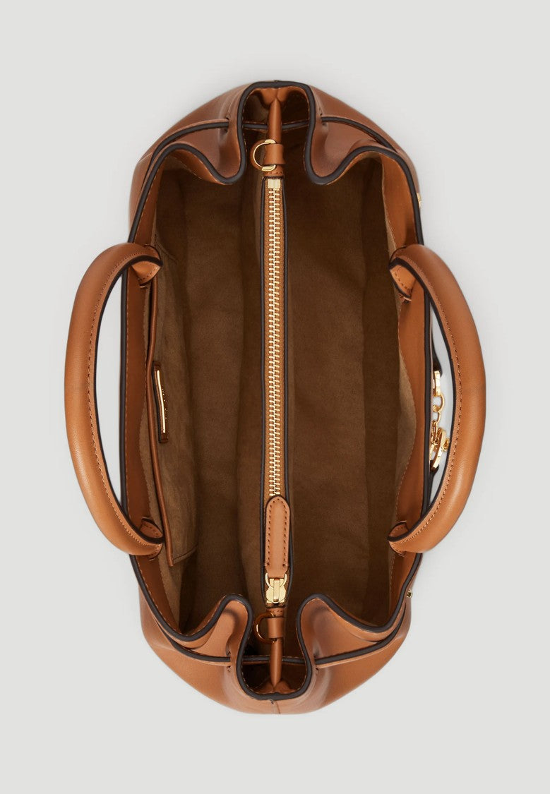 Lauren Ralph Lauren Brown Smooth Leather Satchel Bag