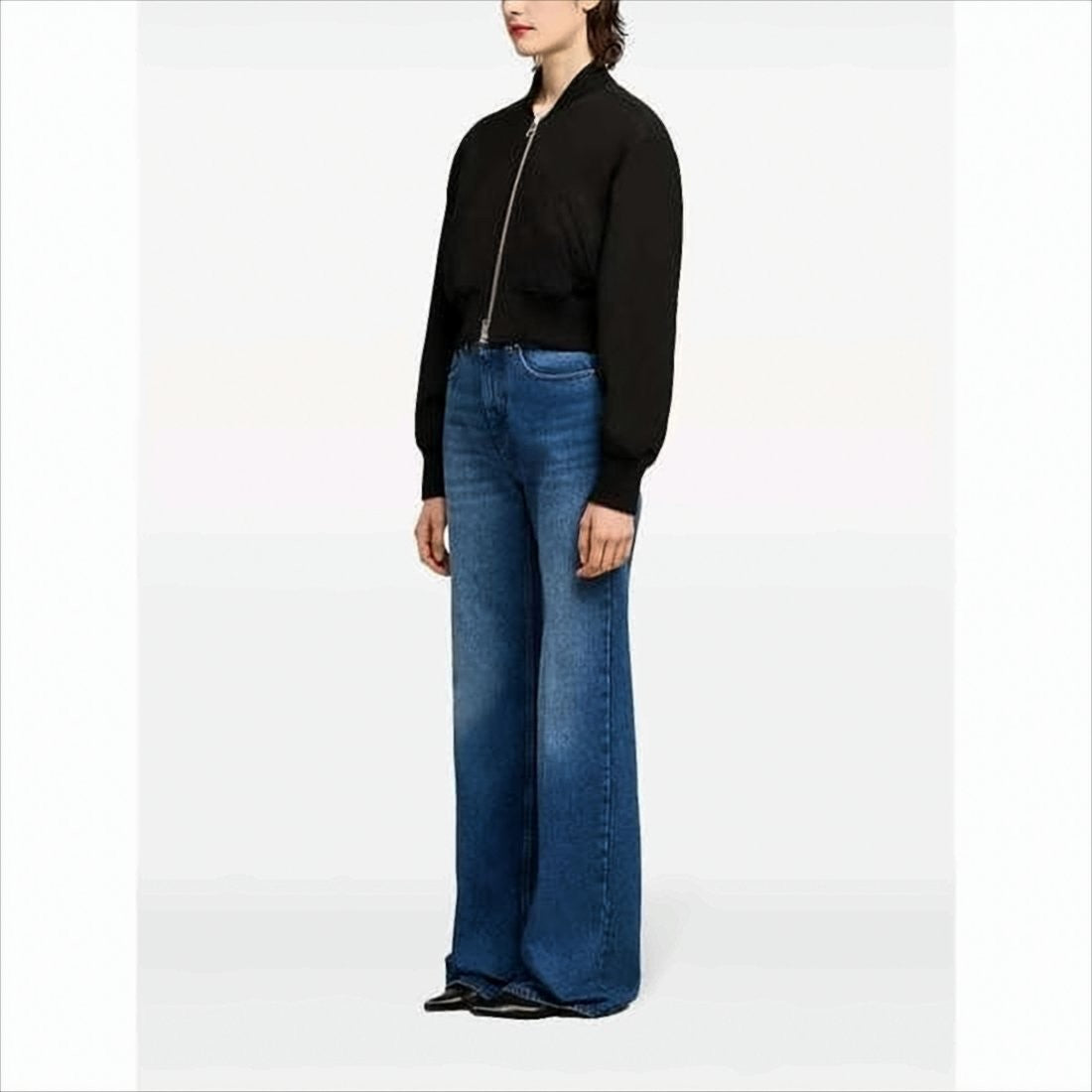 Ami Cropped Bomber Jacket With Ribbed Details