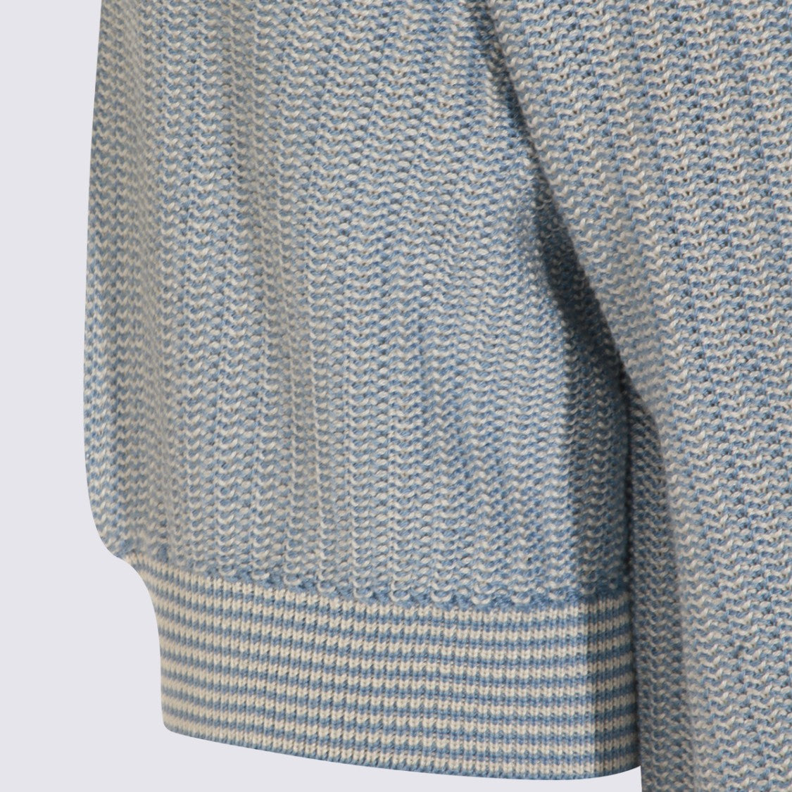 Piacenza Cashmere Fine Ribbed Polo Shirt In Light Blue