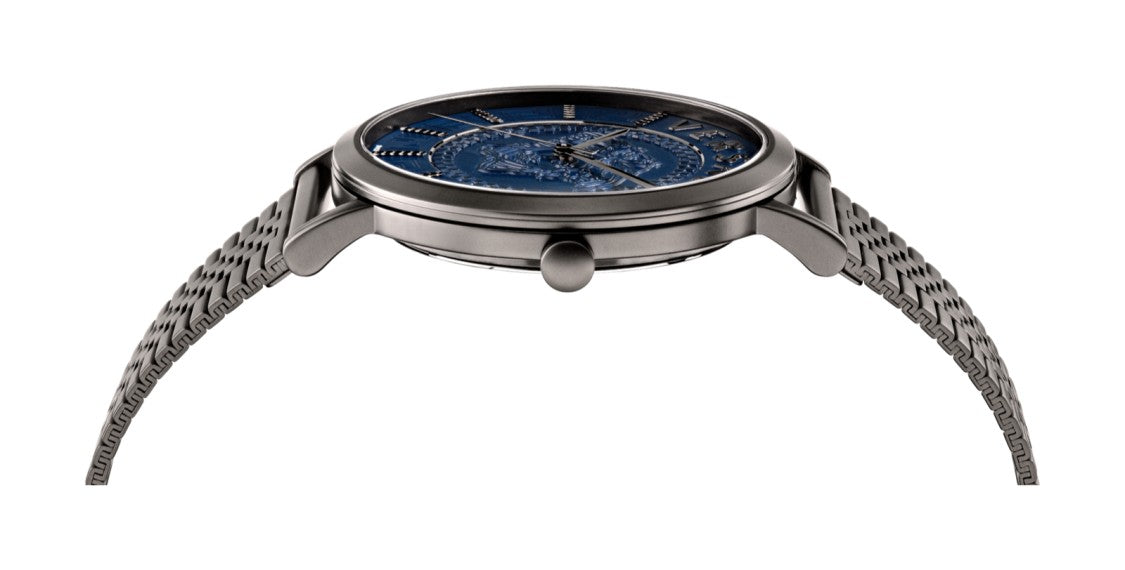Versace Swiss-Made Quartz Versace V-Essential Watch With Blue Dial