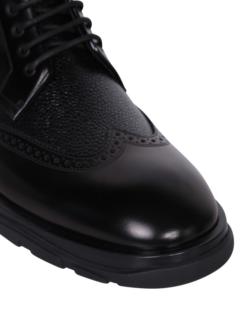 Alexander Mcqueen Black Lace-Up Boots