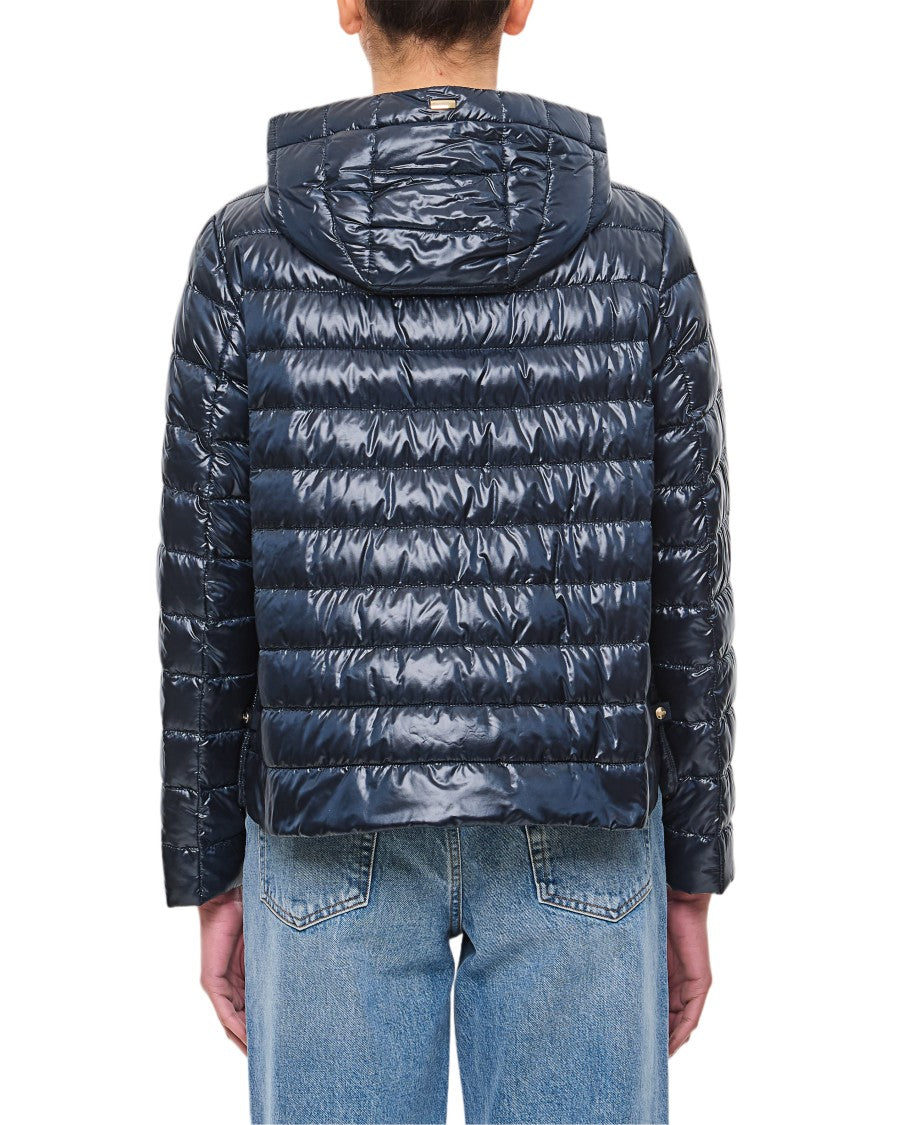 Herno Blue High Neck Quilted Down Jacket