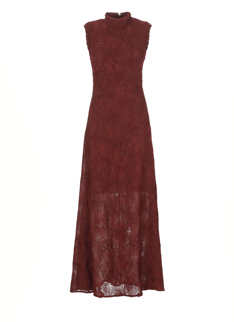 Rotate Flared Tulle Dress With Intricate Rose Detailing