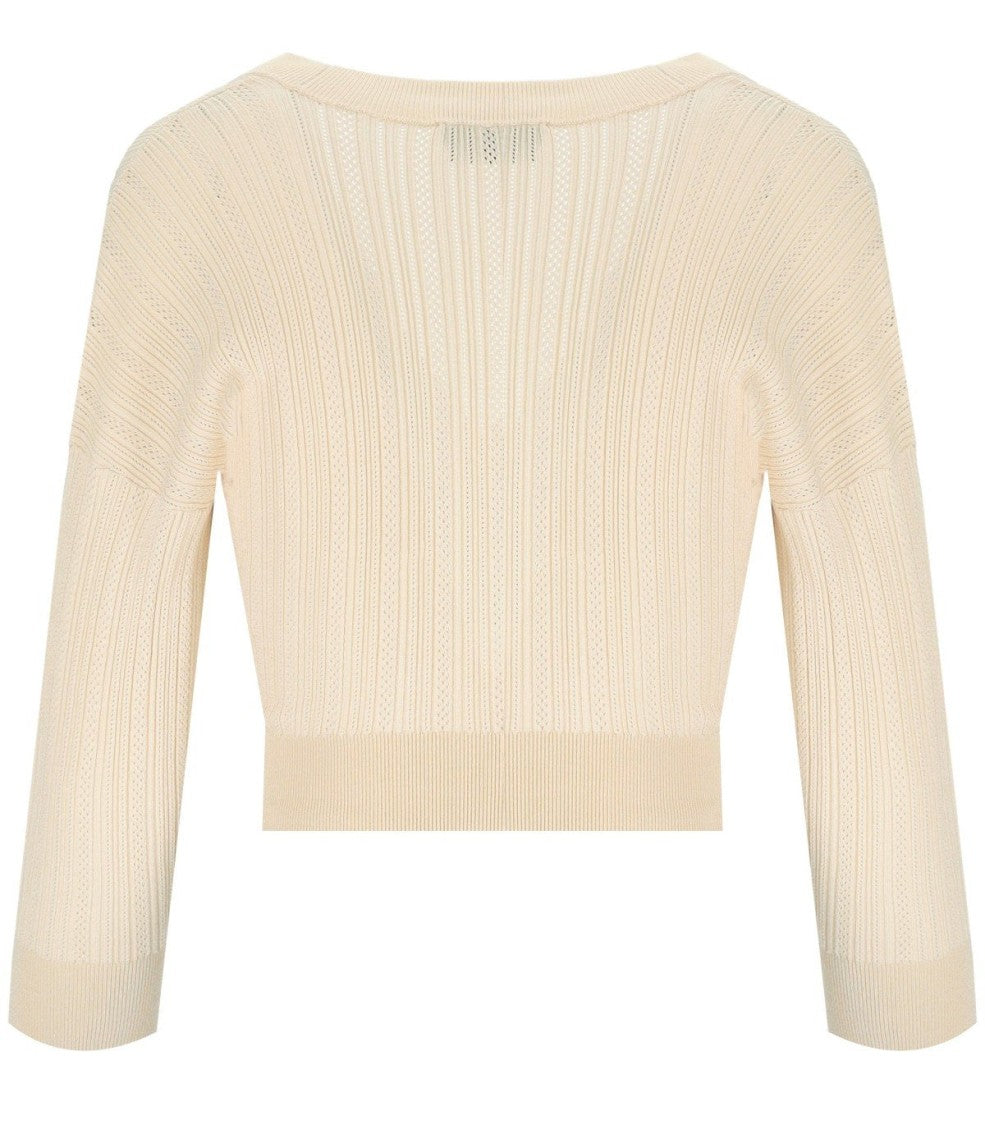 Elisabetta Franchi Butter Knitted Top With V-Neck