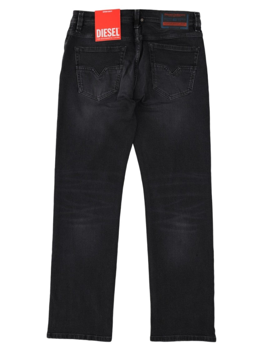 Diesel Blue Straight-Leg Five-Pocket Cotton-Blend Jeans