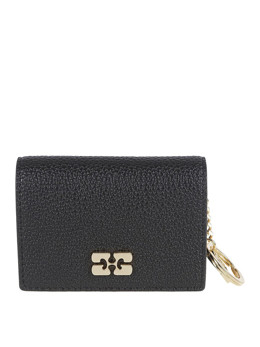 Ganni Compact Black Grained Wallet
