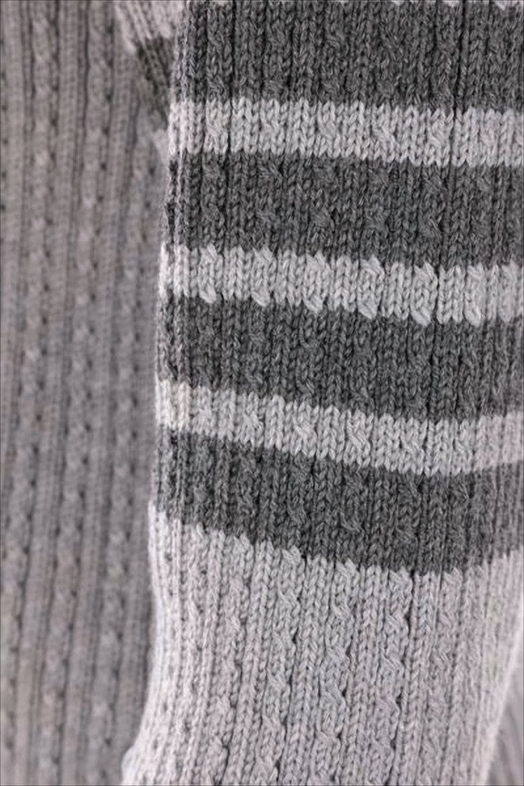 Thom Browne Ribbed Knit Sweater With Distinctive Stripe Detail