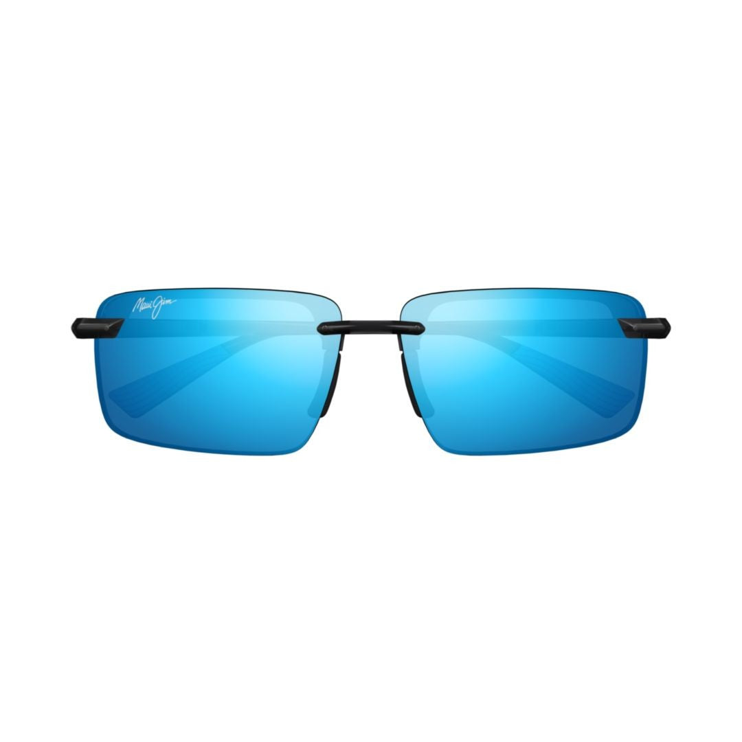 Maui Jim Laulima Rimless Sunglasses With Rectangular Blue Mirrored Lenses