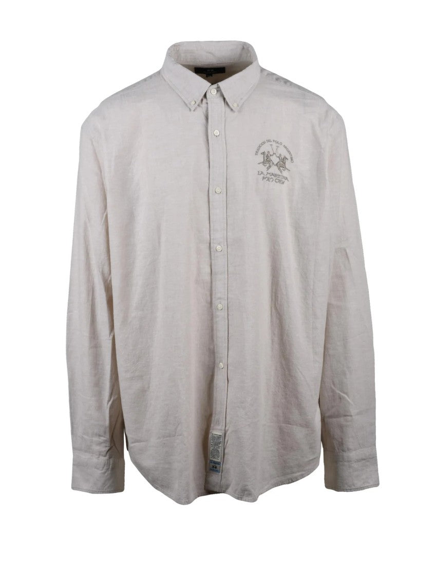 La Martina Beige Cotton Linen Shirt