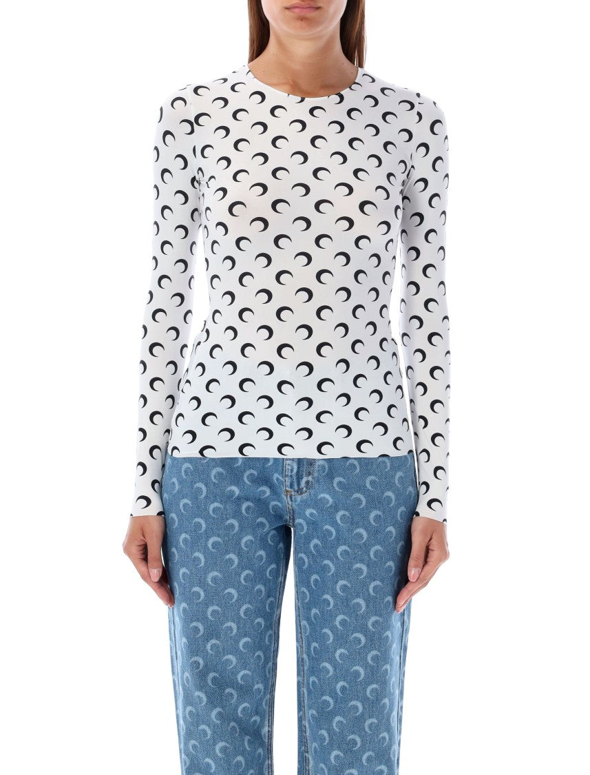 Marine Serre Second Skin Moon Crewneck Top