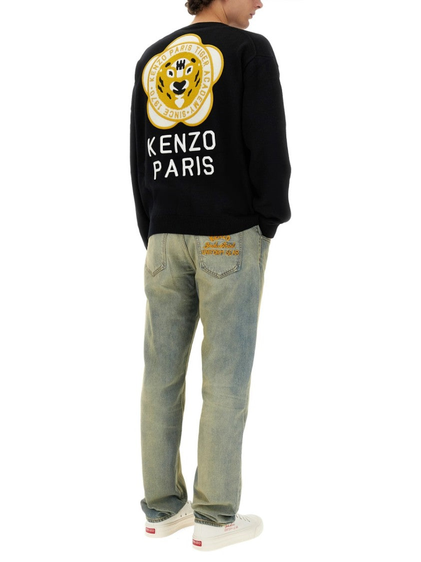 Kenzo Cardigan With Embroidered Tiger Academy