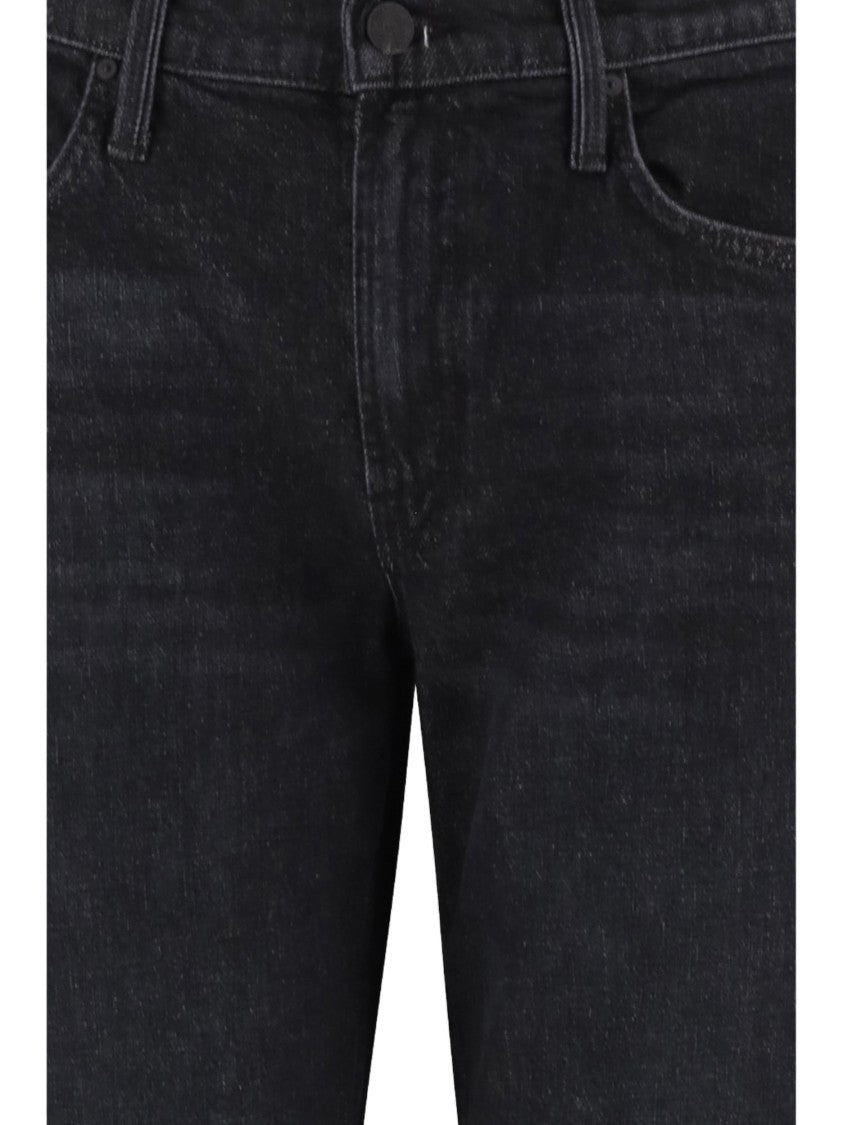 Mother Washed Black Stretch Cotton Jeans With Classic Five-Pocket Design