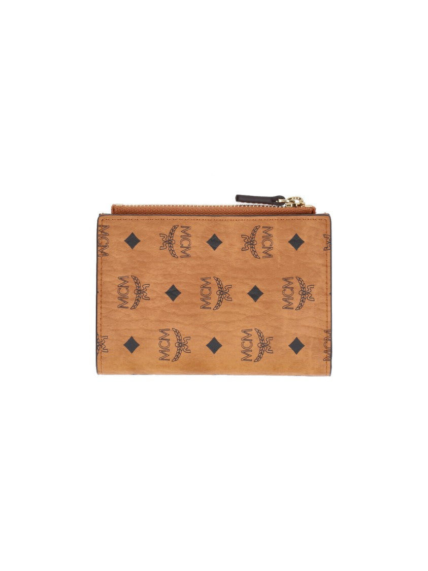 Mcm Brown Visetos Eco-Leather Zip Wallet