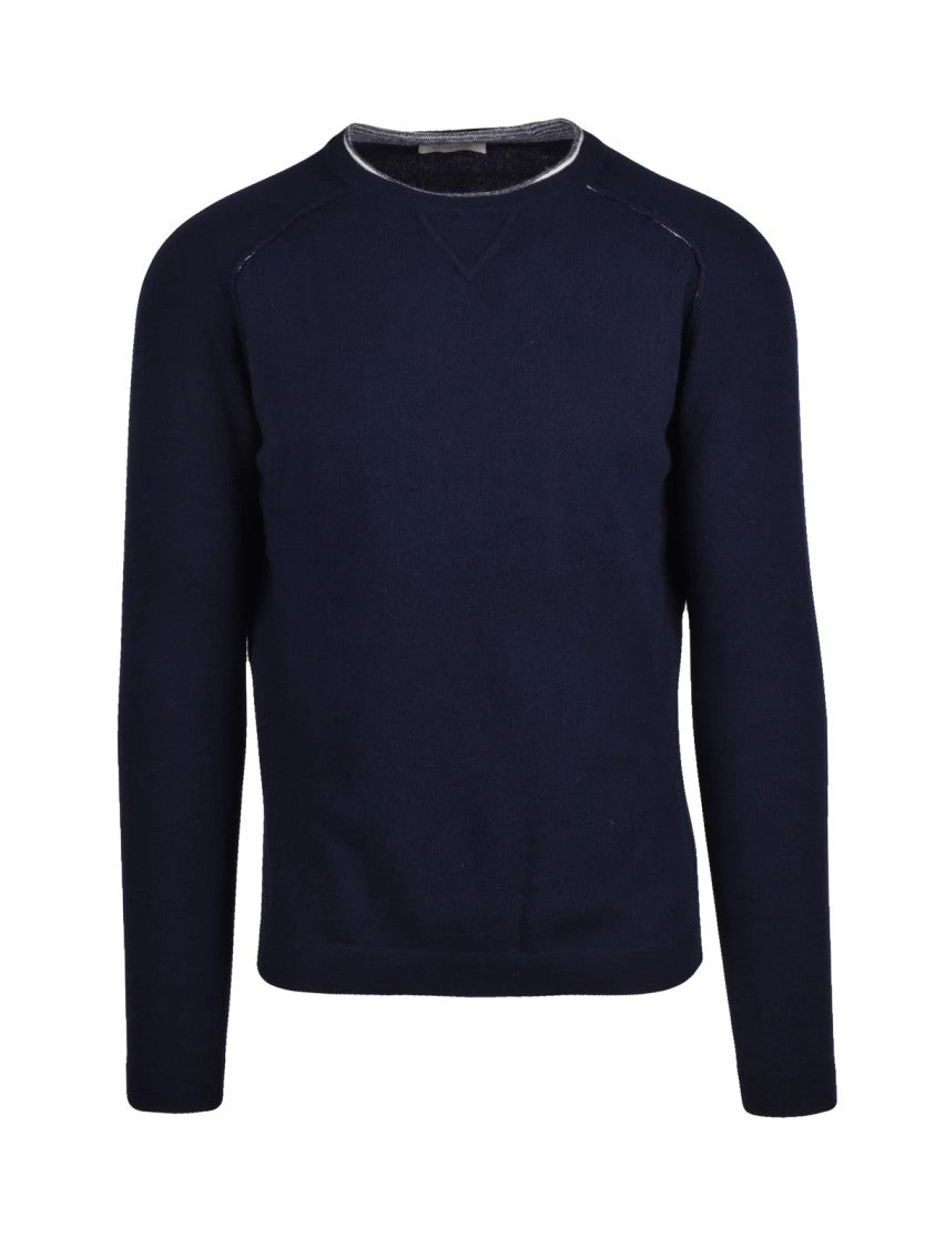 Wool & Co Raglan Sleeve Knit Sweatshirt With Contrast Trim