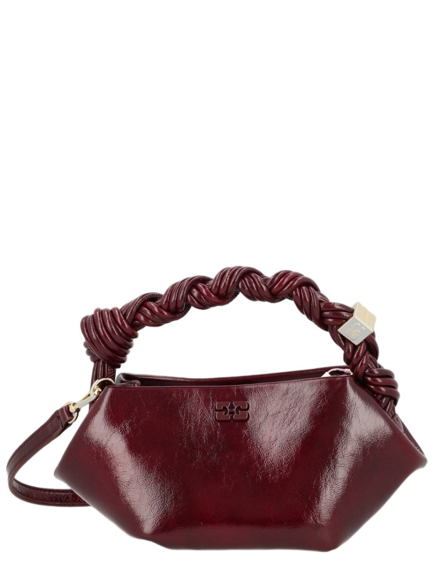 Ganni Burgundy Geometric Rope Handle Shoulder Bag