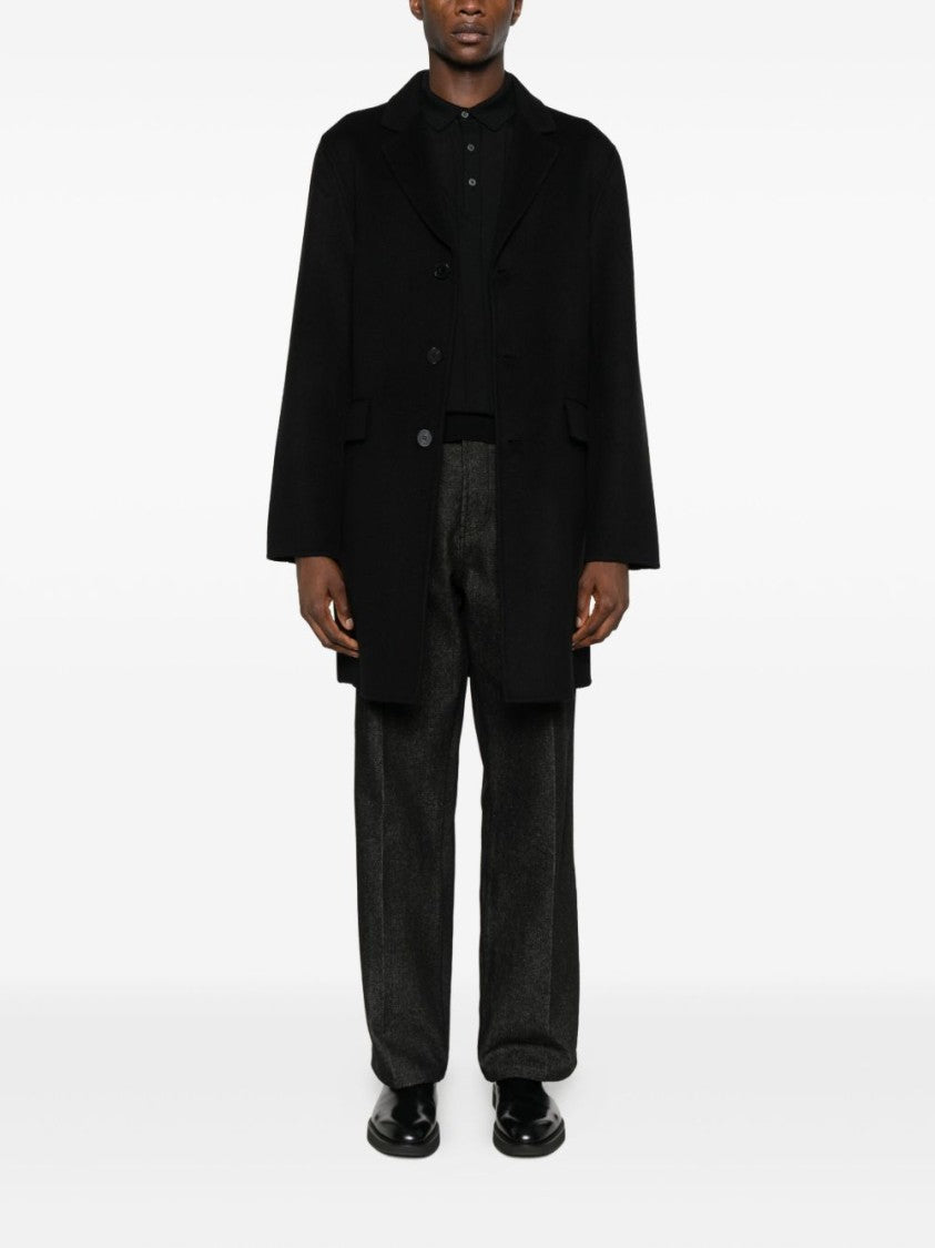 Amaranto Tailored Black Coat With Classic Lapel