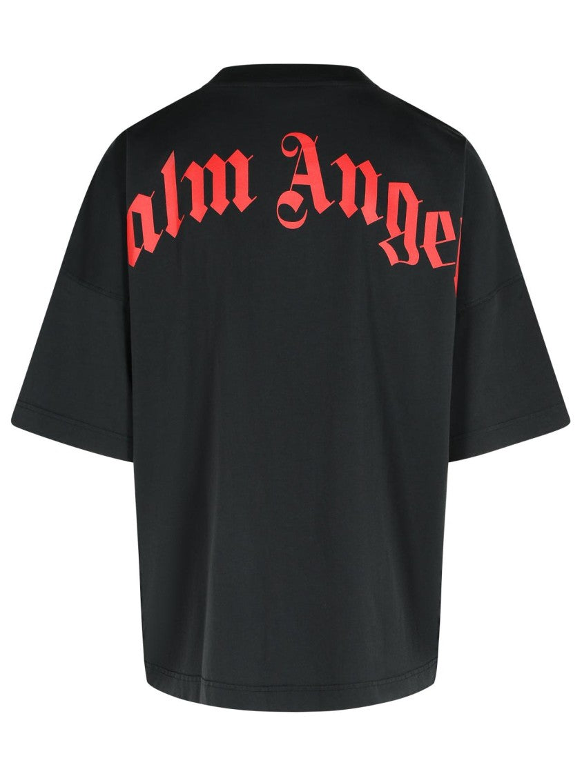 Palm Angels Wide Fit Black T-Shirt With Flared Hem