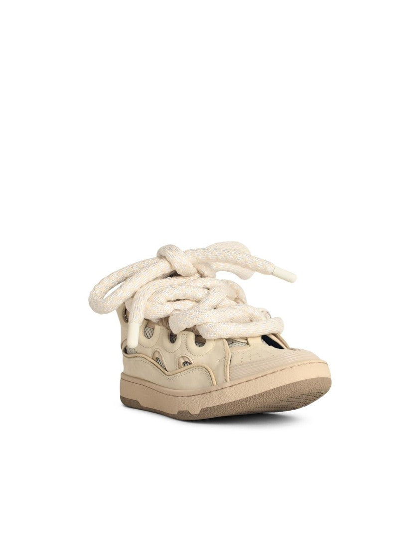 Lanvin Curb' Beige Leather Blend Sneakers