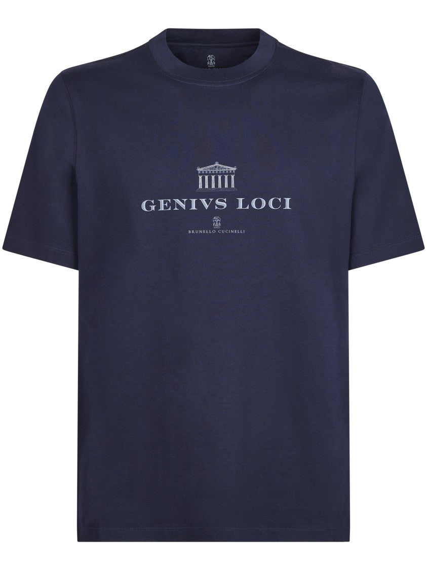 Brunello Cucinelli Short-Sleeve Crew Neck T-Shirt With Architectural Motif