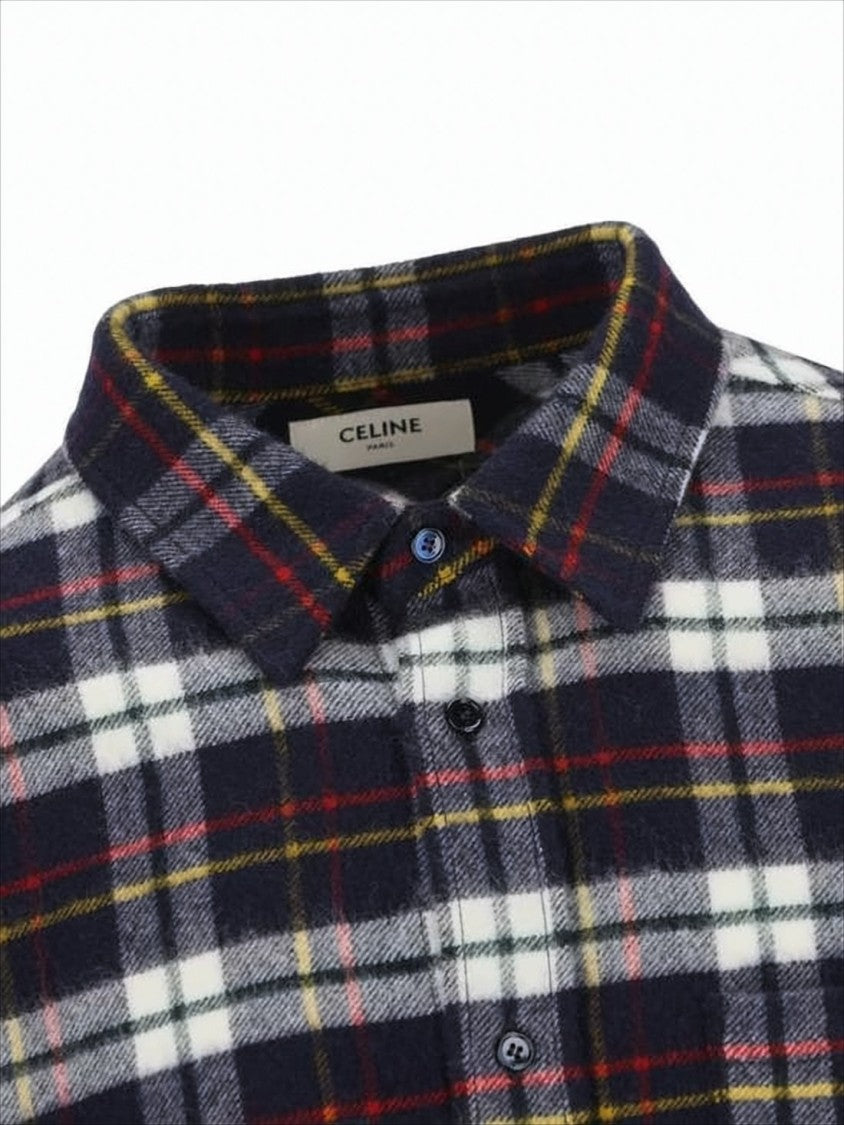 Celine Classic Plaid Wool Jacket With Embroidered Logo