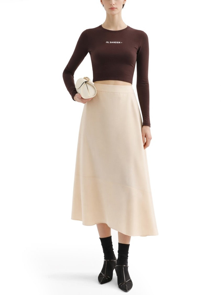 Jil Sander Fitted Long Sleeve Center Logo Top