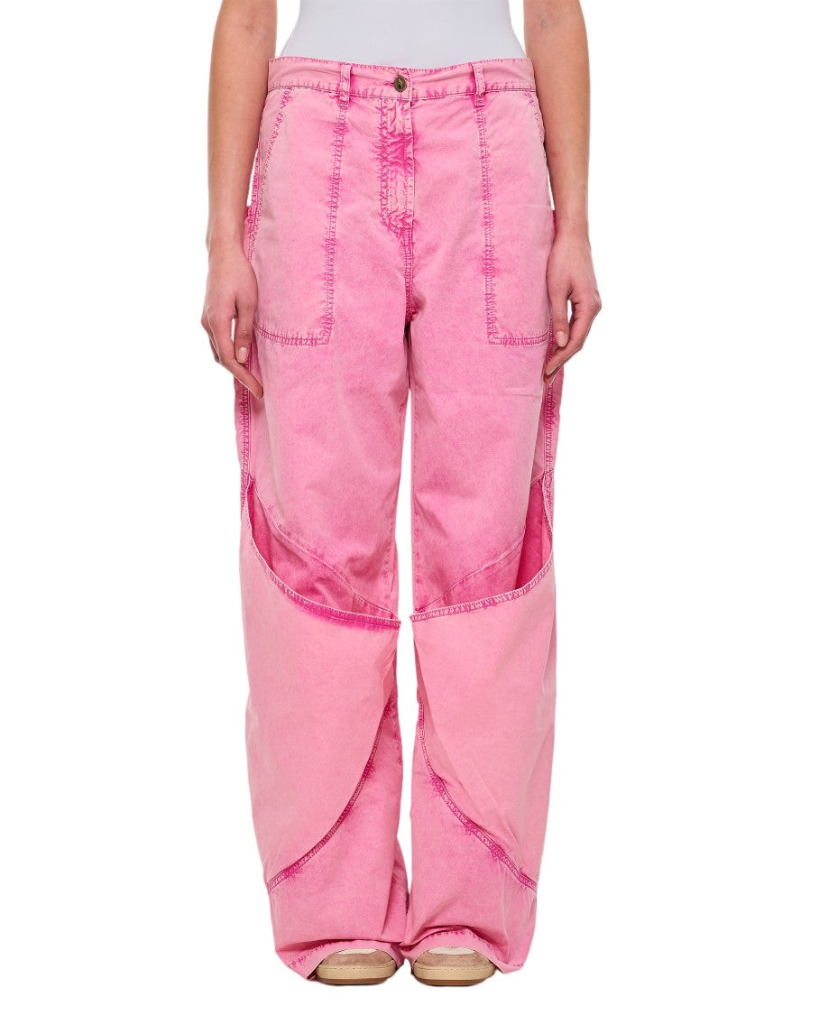 The Attico Baggy Long Trousers With Curved Panel Detailing And Logo Embroidery