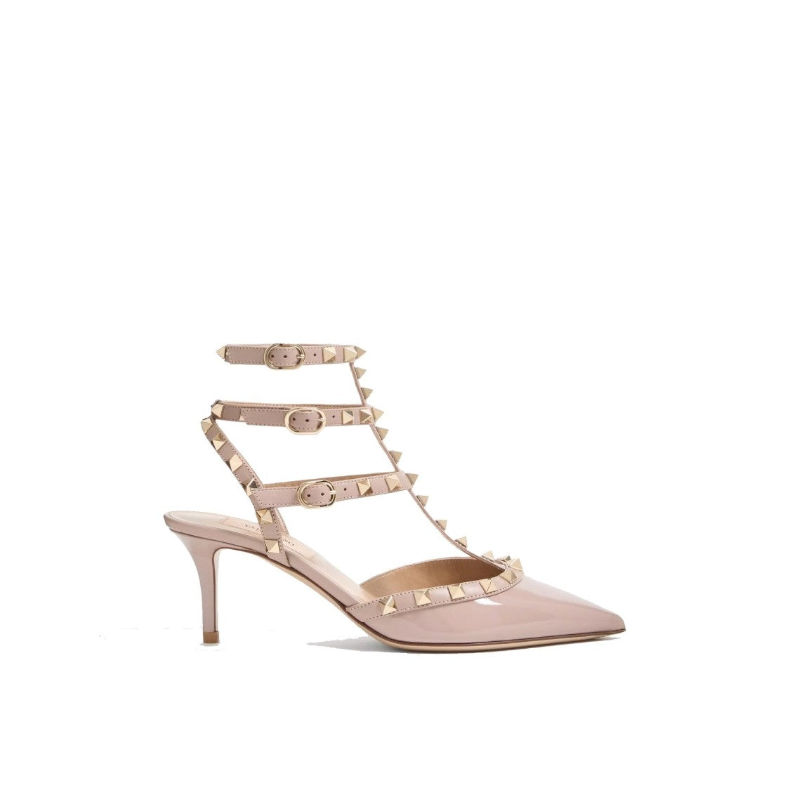 Valentino Garavani Rockstud Patent Leather Pumps With Ankle Strap