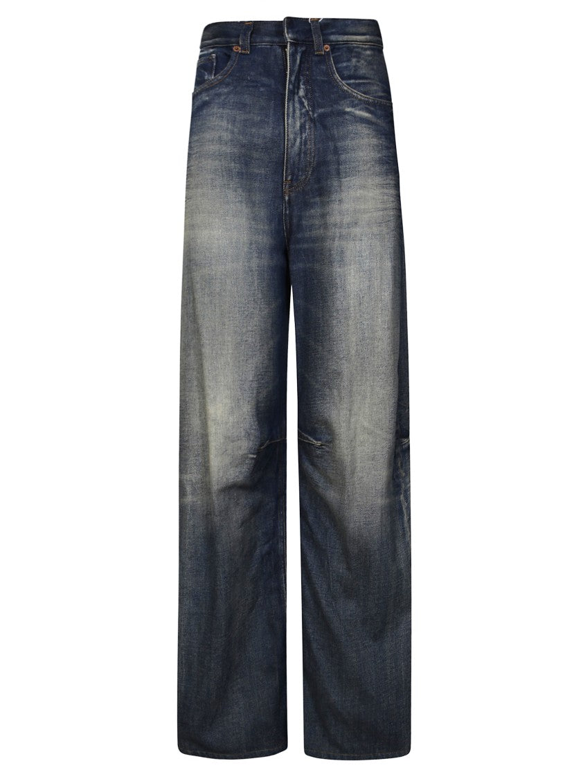 Mm6 By Maison Margiela High-Waisted Wide-Leg Jeans With Vintage Wash
