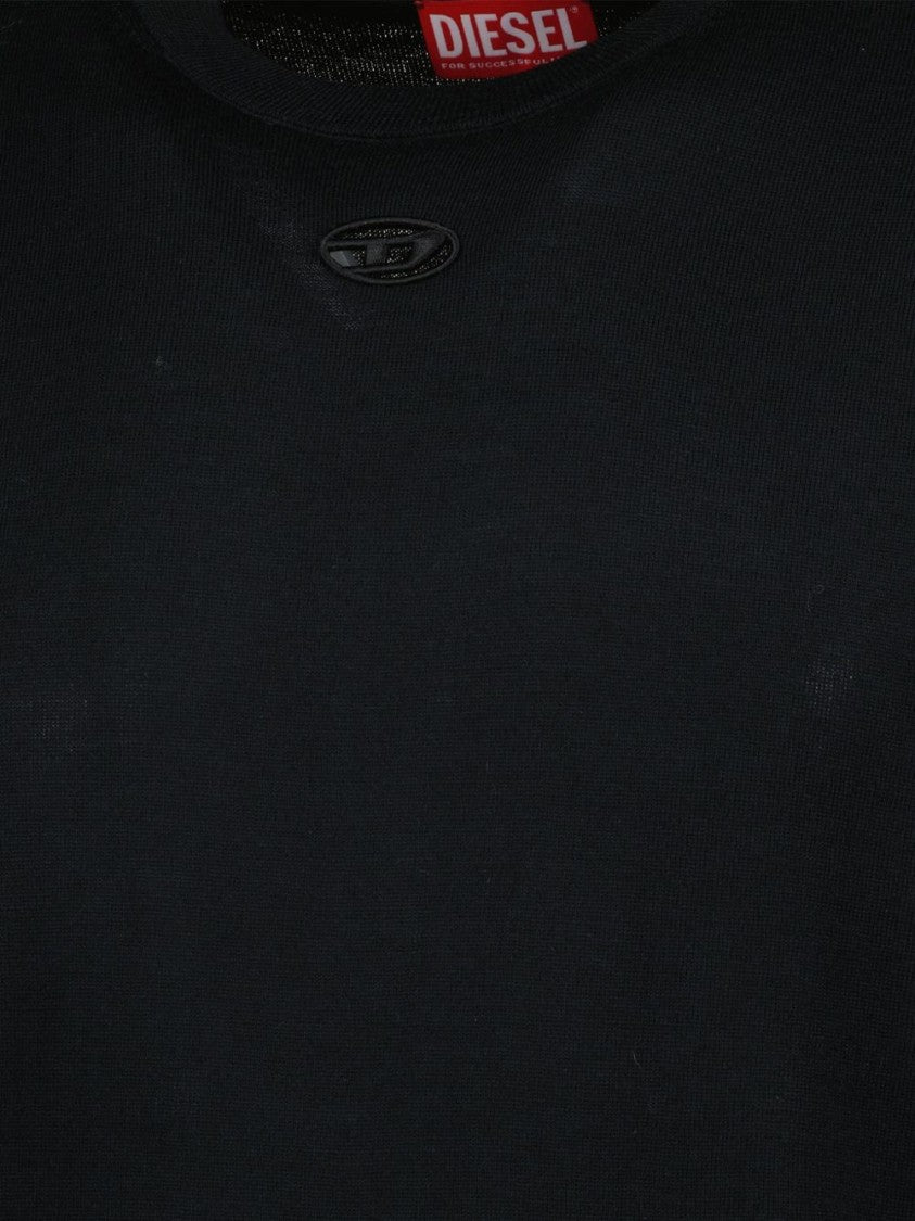 Diesel Cut-Out Detail Black Crew Neck Sweatshirt