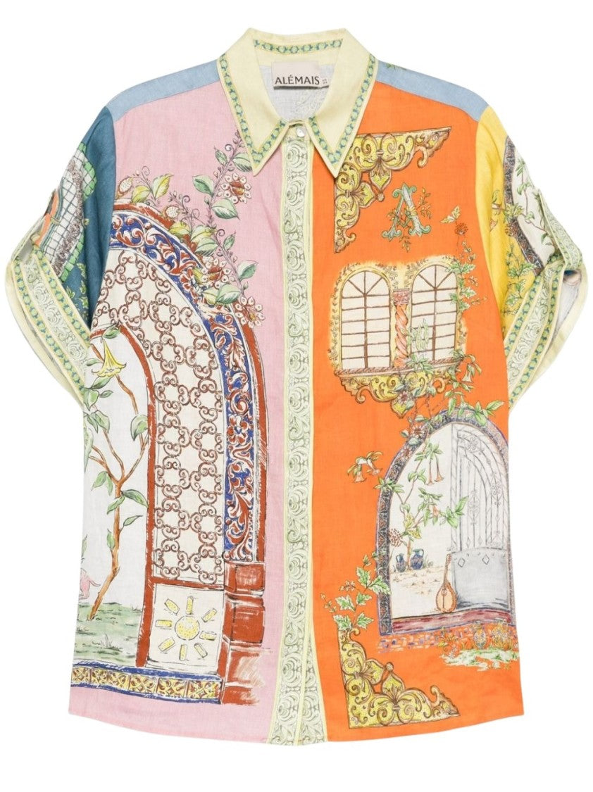 Alemais Multicoloured Colour-Block Linen Shirt