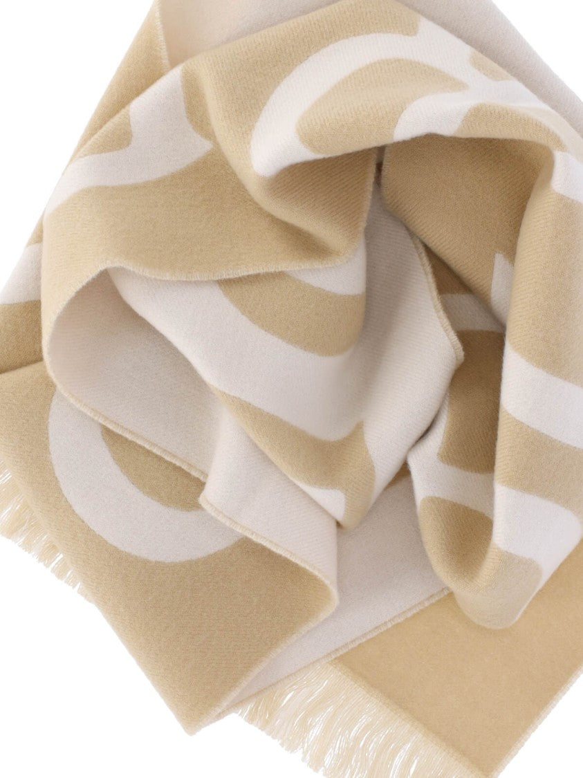 Burberry Beige B Shield Reversible Wool Scarf