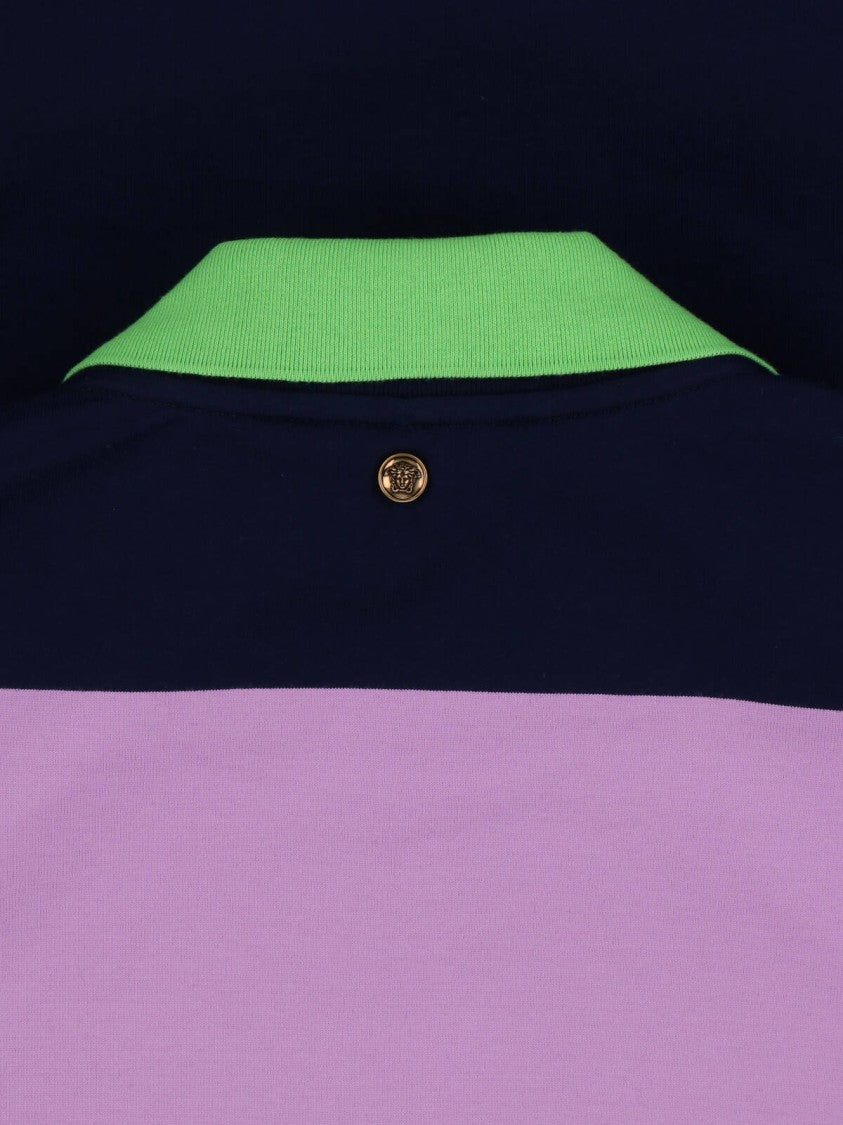 Versace Multicolor Striped Cotton Mini Dress