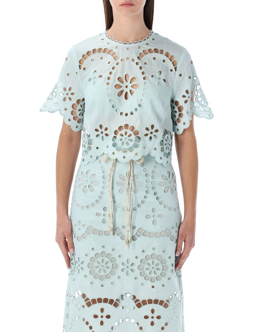 Zimmermann Awaken Light Blue Broderie Anglaise Top