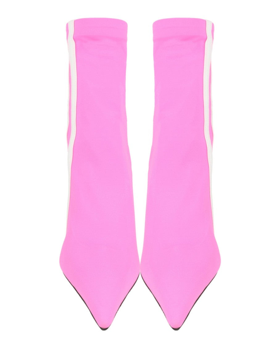 Balenciaga Pointed Toe Pink Booties With Stiletto Heel And Wraparound Fabric