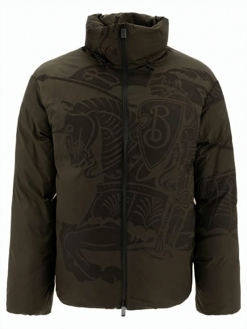 Burberry Short Padded Jacket With High Collar And Graphic Design