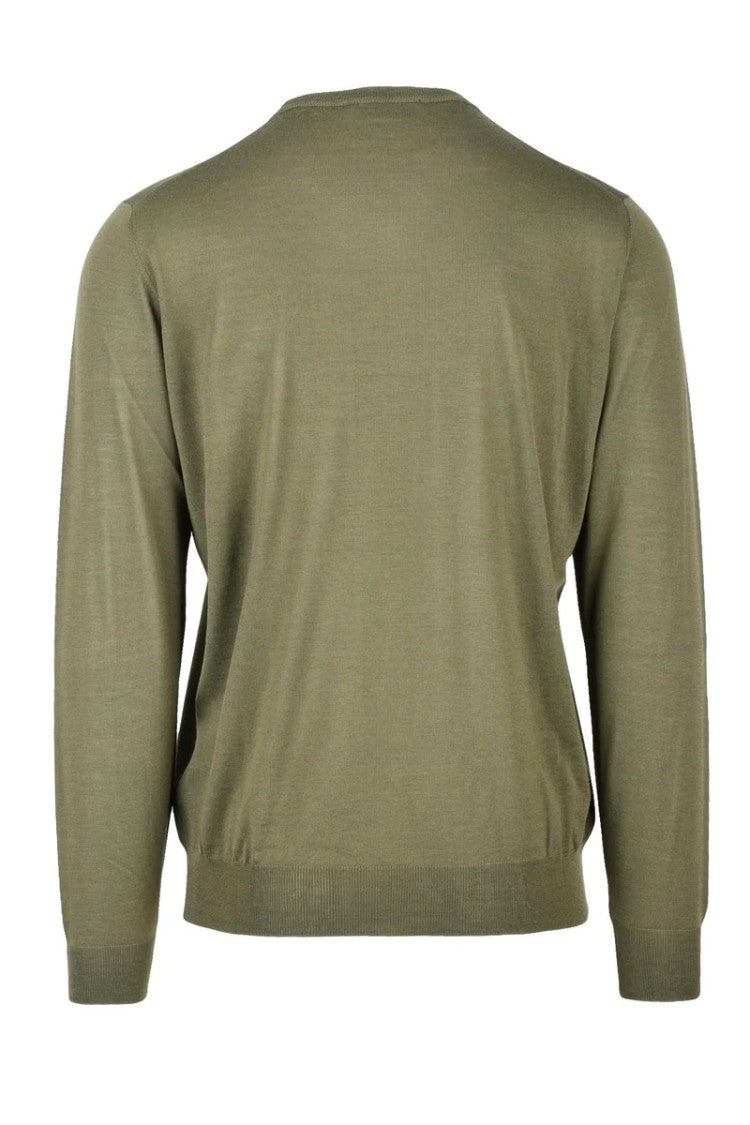 Filippo De Laurentiis Military Green Merino Wool Men's Crewneck Sweater