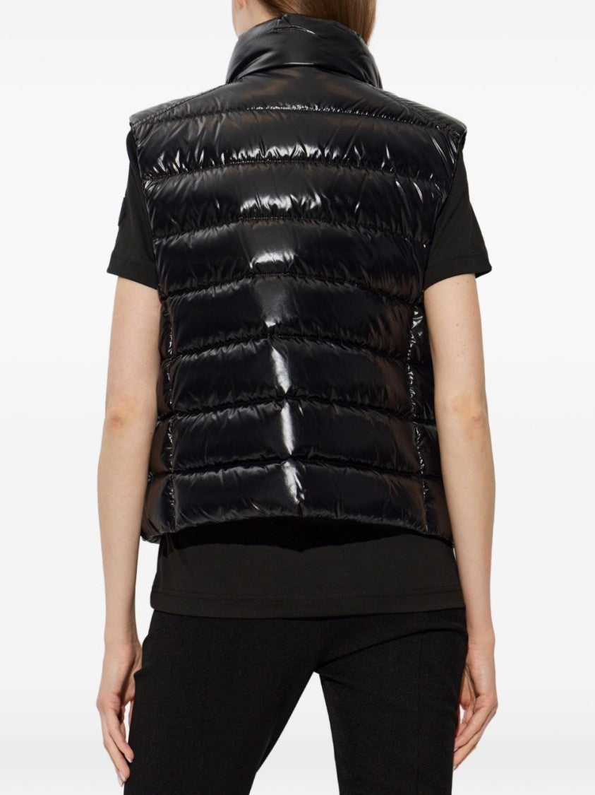 Moncler Black Glossy Quilted Sleeveless Jacket