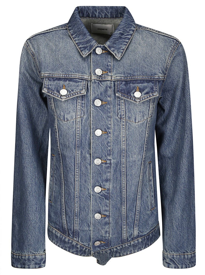 Coperni Denim Body Jacket With Pointed Collar