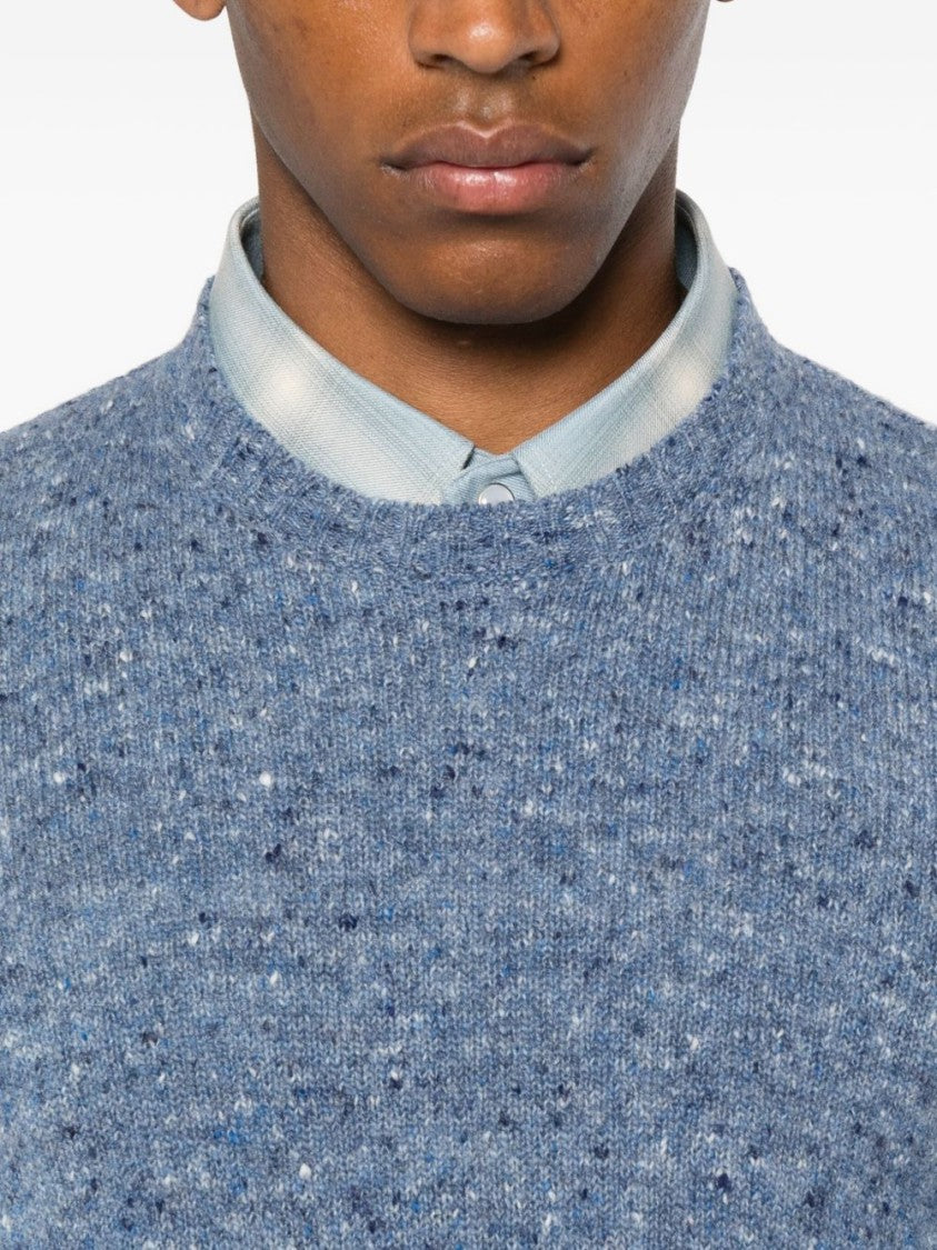 Drumohr Blue Speckled Pattern Crew Neck Sweater