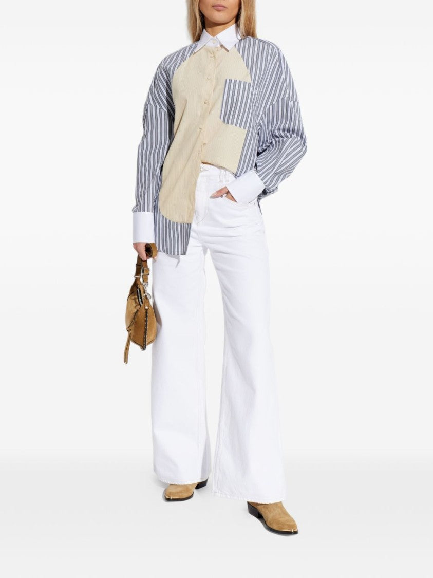 Stella Mccartney Vertical Stripe Shirt With Beige Patch